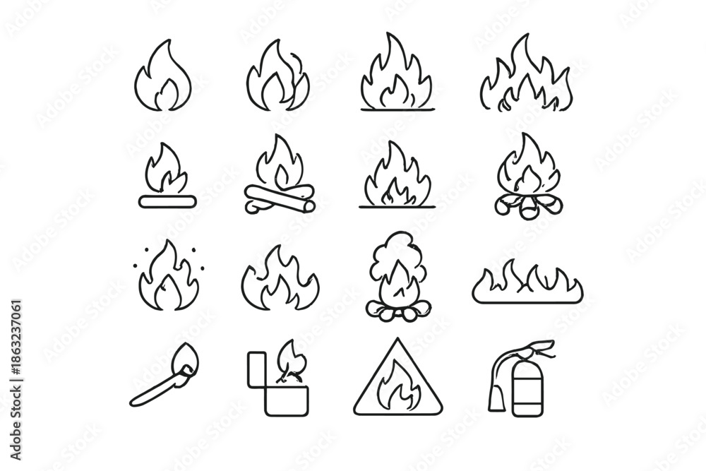 Fototapeta premium Fire Icons Set