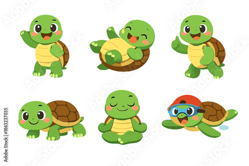 Cute Cartoon Turtles Set