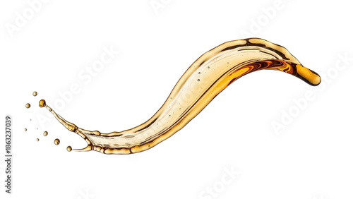Liquid splash isolated on transparent background golden