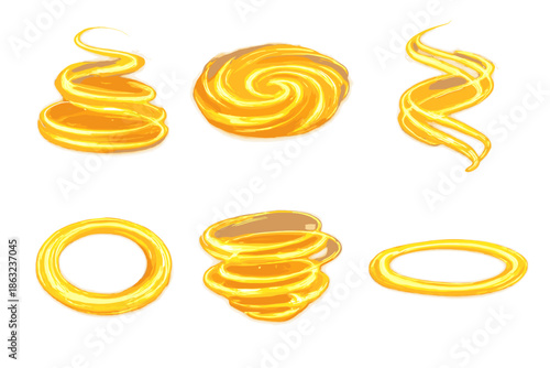 Glowing Golden Orbs and Spirals