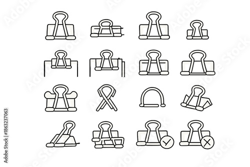 Binder Clip Icon Set