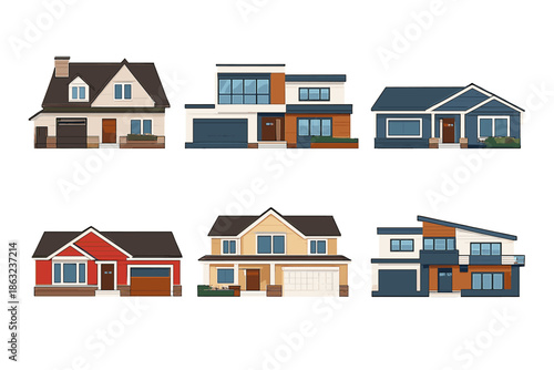 Collection of Six Diverse House Facades