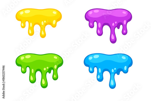 Colorful Dripping Slime Elements on Dark Background
