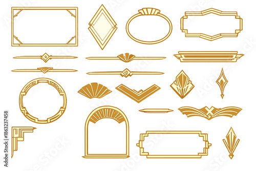 Art Deco Golden Frames and Ornaments