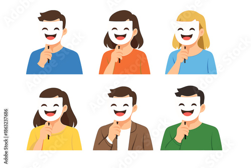 People hiding true emotions behind masks