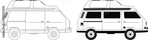Minibus Side View Silhouette Vector Illustration