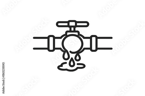 Leaking pipe icon with dripping water