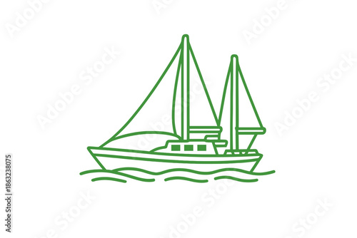 Sailboat on green gradient background