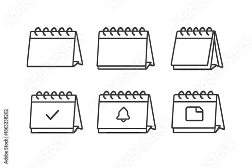 Set of six calendar icons with different statuses