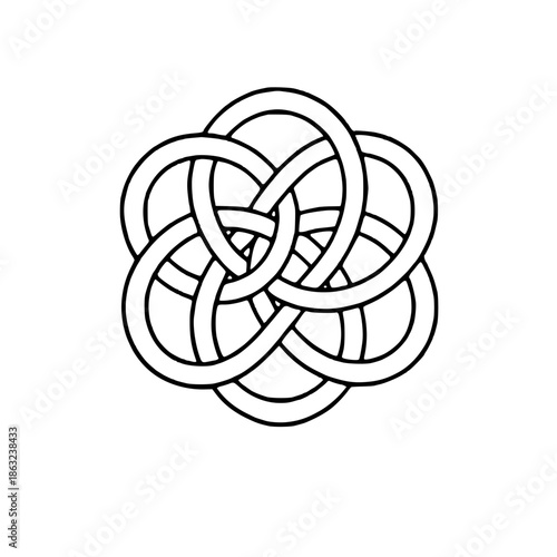 Interwoven rings in endless knot pattern