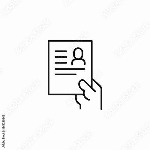 hand holding document icon sign vector