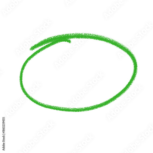 Doodle green circle brush stroke marker highlighter isolated on transparent background
