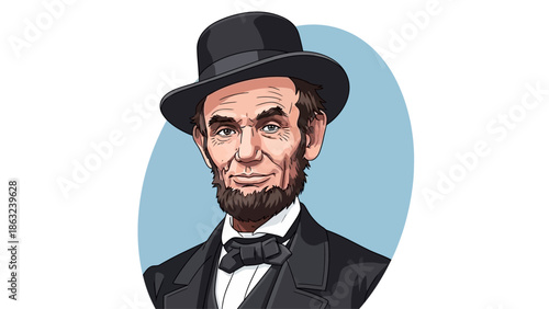 vector cartoon hd Abraham Lincoln. American happy smiling president character. Vector flat cartoon illustration