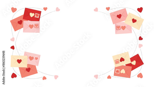 Love Letter Bouquet: A tender tableau of envelopes with heart stamps. conveying emotions and messages of love and affection