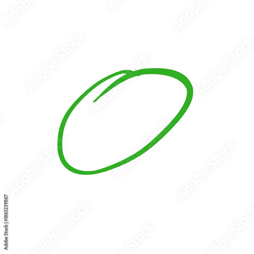 Doodle green circle brush stroke marker highlighter isolated on transparent background