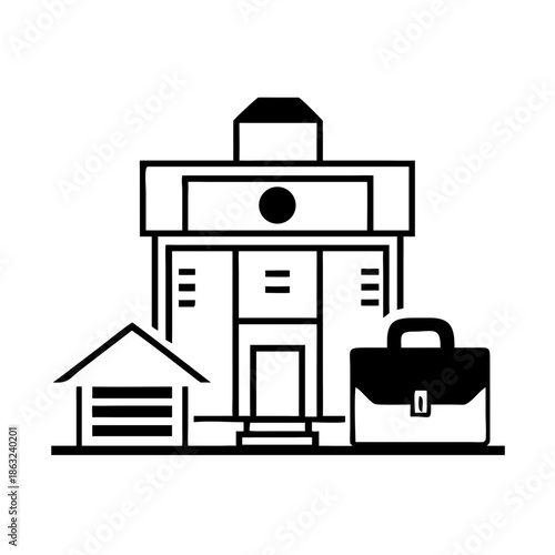 Real Estate Office Building with Briefcase Icon
