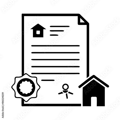 Real Estate Contract Document with House Icon