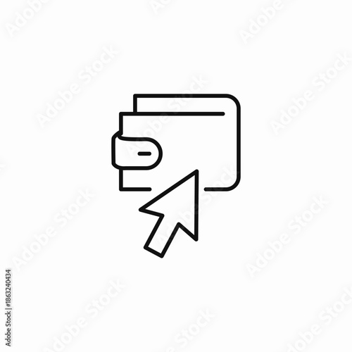 wallet cursor click icon sign vector