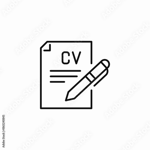 writing on cv icon sign vector