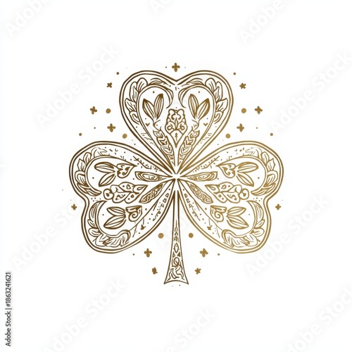 Elegant Shamrock Line Art Ornament for St Patrick’s Day