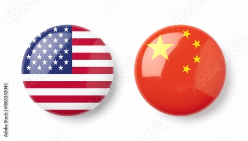 USA and China flags button illustration icon