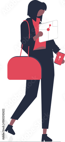 A vibrant and detailed illustration depicts a person meticulously planning a trip with maps a suitcase and various travel essentials