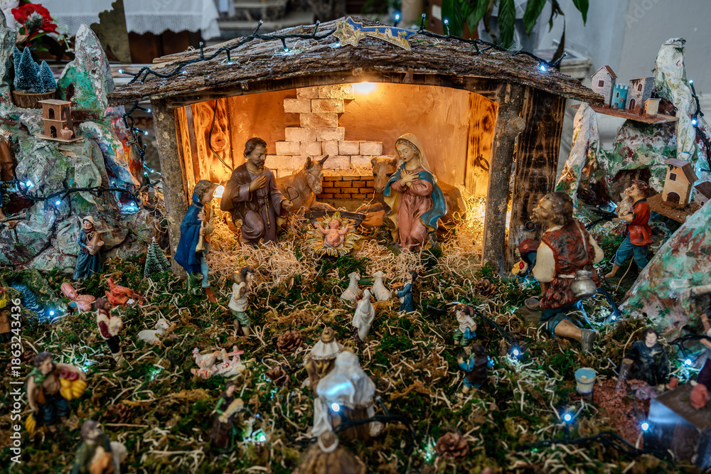 Fototapeta premium Isernia. Molise. The Nativity scene in the Church of S. Francesco.