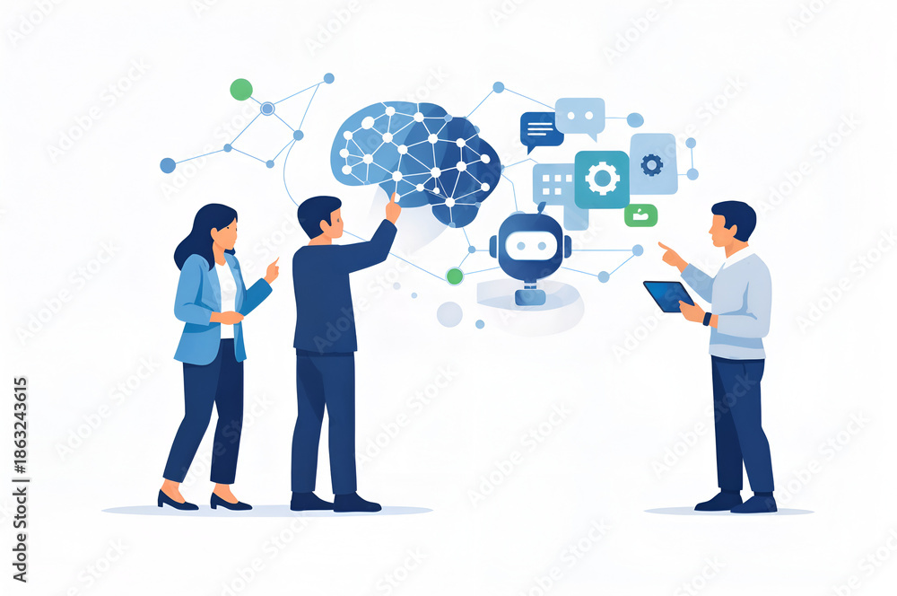 Naklejka premium Human and AI collaboration concept for modern business workflow