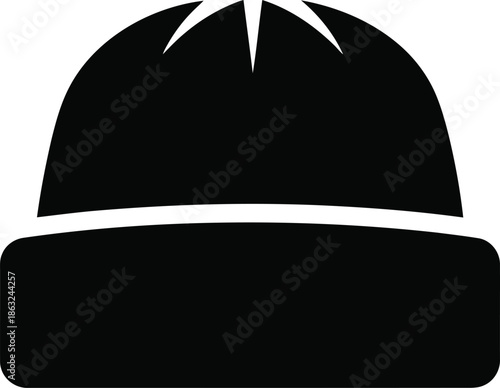 A black beanie with a white star on a plain white background