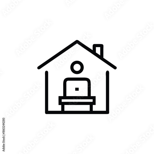 work from home line icons