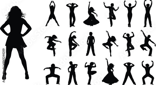 Dance, silhouette, black, white, background, expressive, pose, ballet, hip hop, cultural, movement, grid, dynamic, figure, choreography, rhythm, style, gesture, performer, artistic, motion