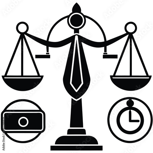 Two scales of justice on a white background 
