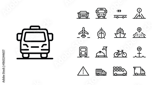 Transport Line Icon Set