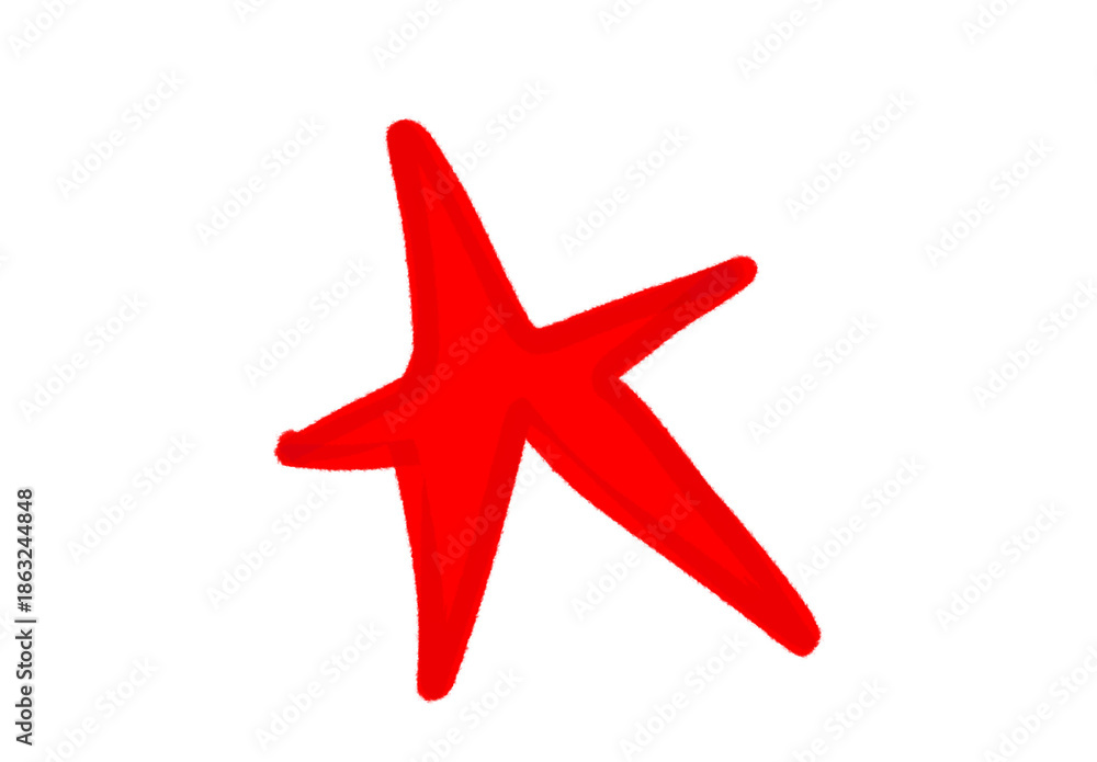 Obraz premium red star doodle drawing on white background
