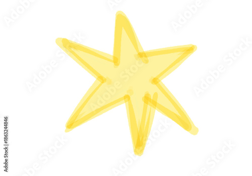 golden star doodle drawing on white background
