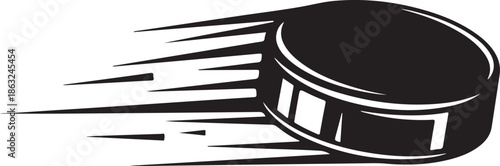 Fast ice hockey puck vector silhouette