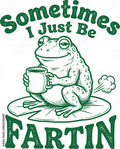 Funny Frog Cartoon with Fart Joke Text – Humorous Meme Illustration