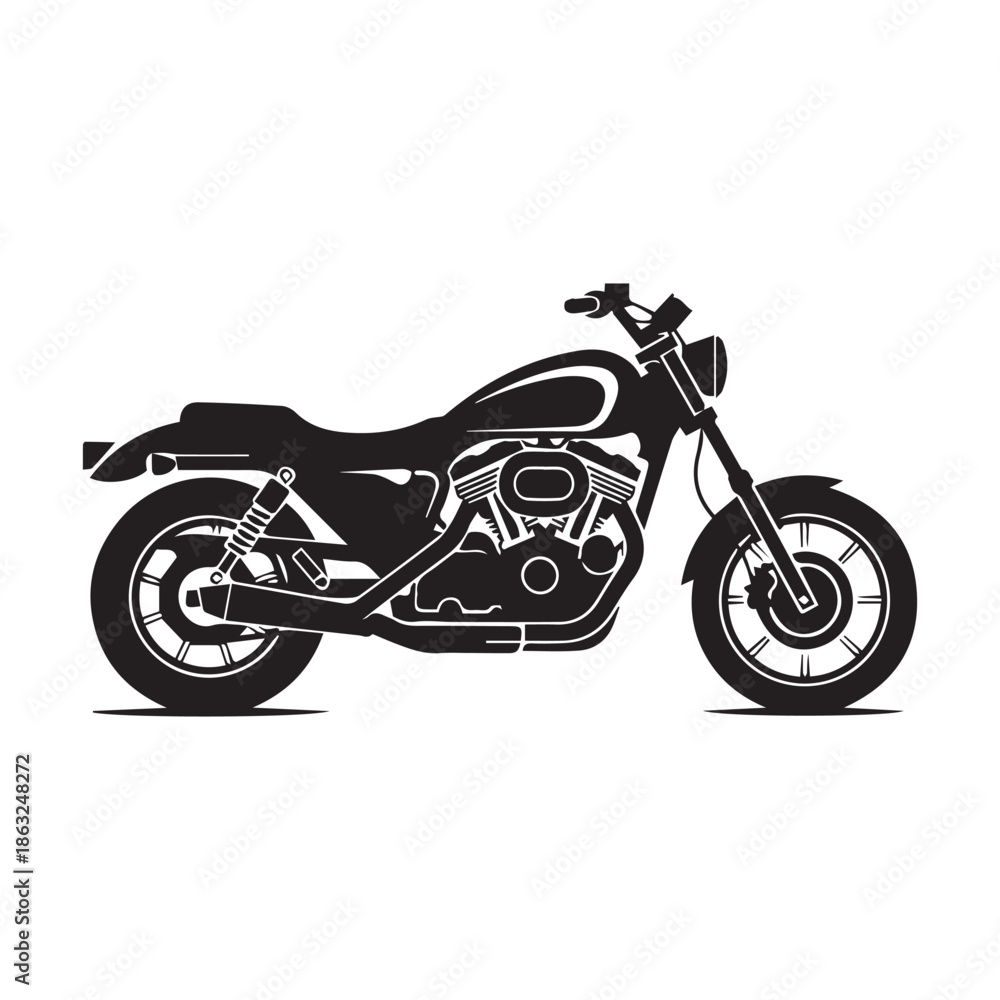 Obraz premium Modern Racing Bike Black Silhouette on White Background