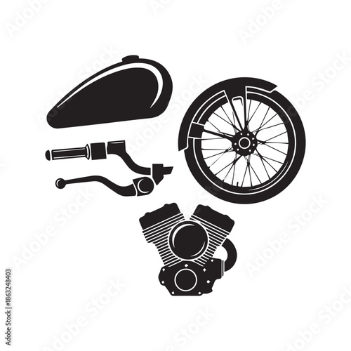 Black silhouette of a classic American motorcycle vector illustration