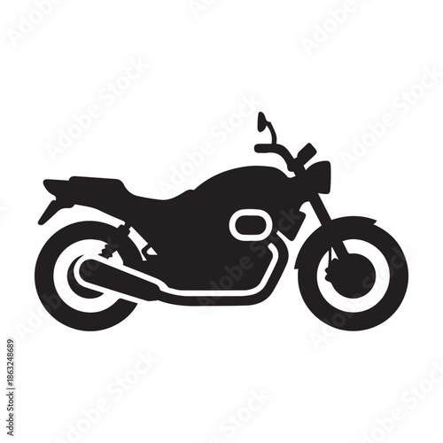 Black silhouette of a classic American motorcycle vector illustration