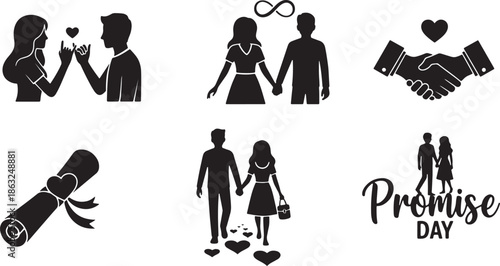 Black and White Couple Silhouettes for Promise Day Celebration