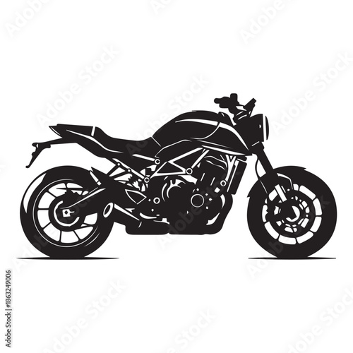 Black silhouette of a classic American motorcycle vector illustration