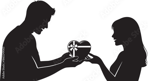 Vector illustration of a black silhouette profile featuring a woman as a mother with her daughter, son, and child in a loving embrace, holding a glass of wine as a person of business