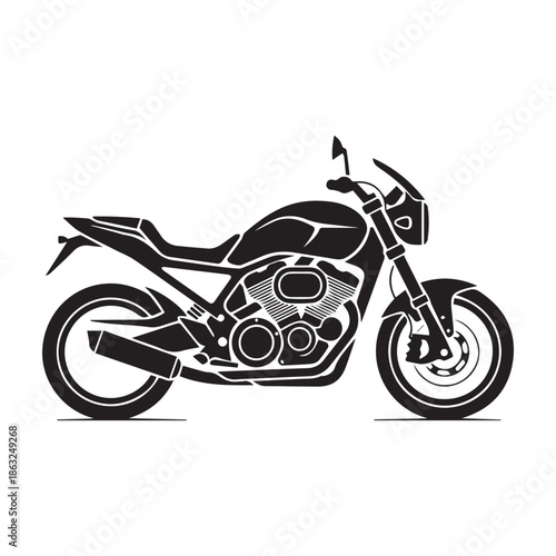 Black silhouette of a classic American motorcycle vector illustration
