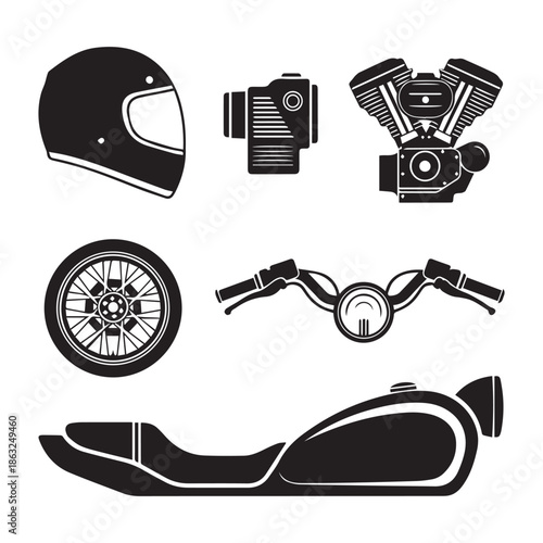 Black silhouette of a classic American motorcycle vector illustration