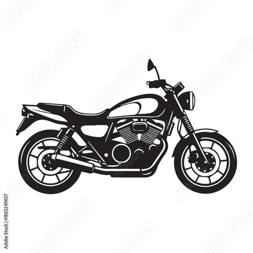 Black silhouette of a classic American motorcycle vector illustration