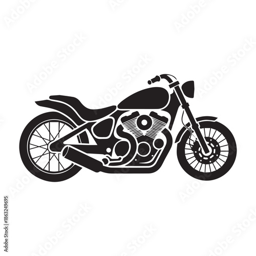 Black silhouette of a classic American motorcycle vector illustration