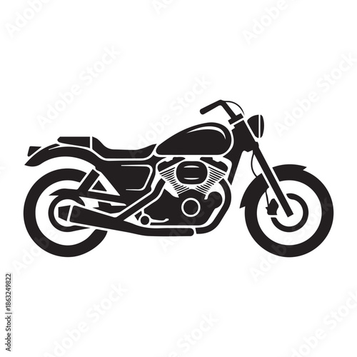 Black silhouette of a classic American motorcycle vector illustration
