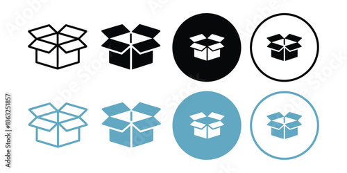 open box icon set vector on white background, a premium ranked vector illustration set showcasing shipping, storage, and logistics icons, perfect for websites, apps, and business branding.
