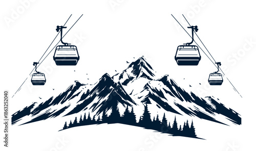 Ski lift in the mountains	
